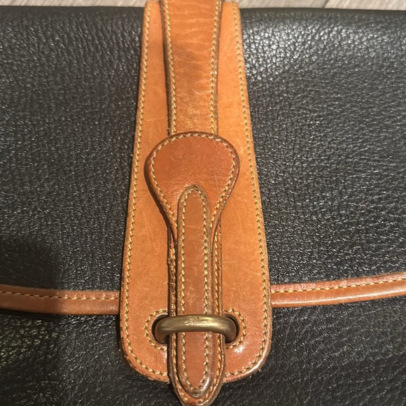 Vintage Dooney & Bourke Black & Brown Fold Over Leather Crossbody Should… - Picture 14 of 16